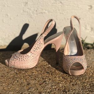 Lulu Townsend open toe slipback Rhinestone heels